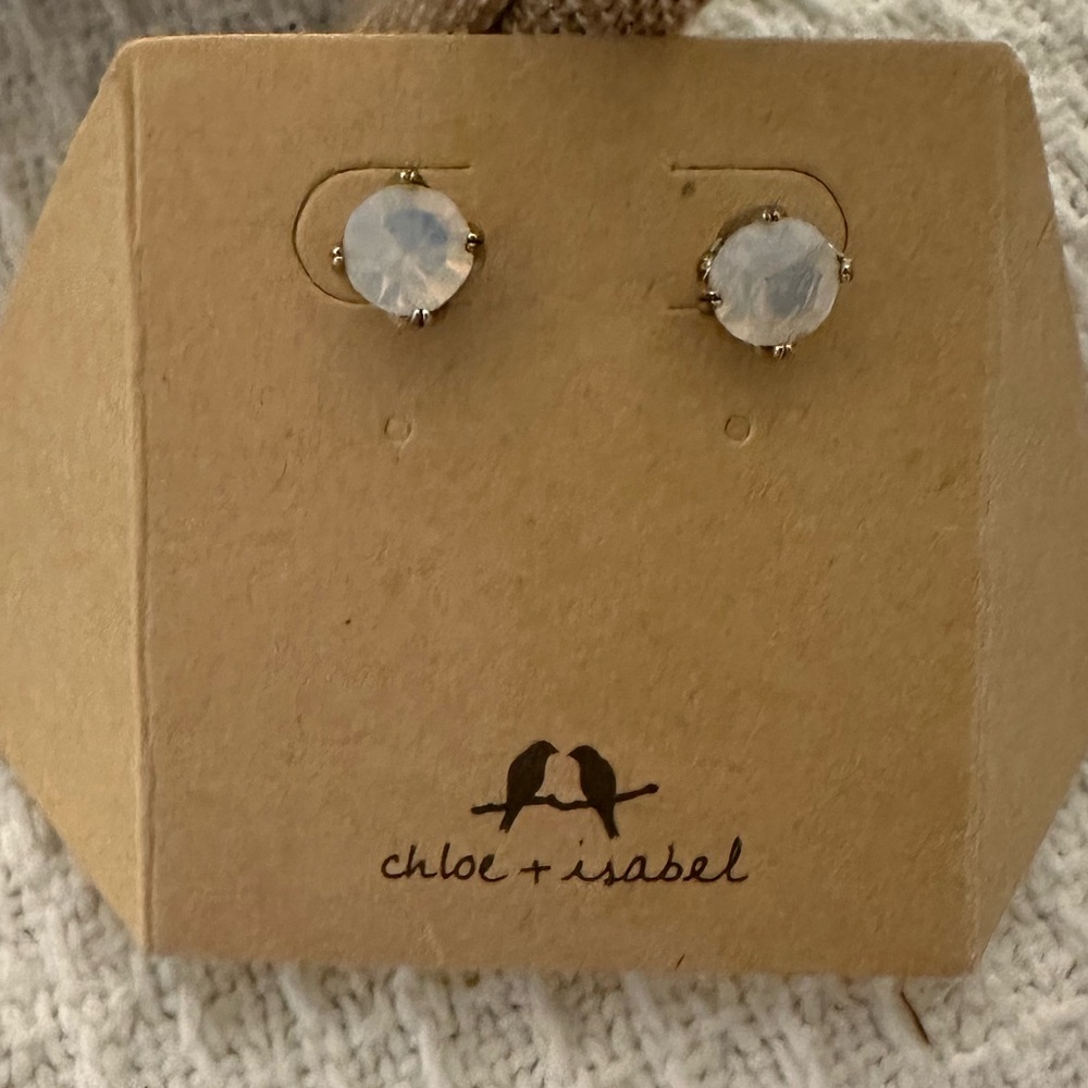 Simple milky white opqlesque Chloe and Isabel post earrings.  Never worn